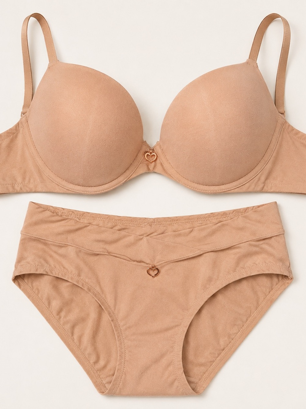 SHEIN Light Brown Push-Up Bra & Panty Set
